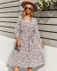 Chic / Beautiful Fall Winter Beach Resort Wear Street Wear Blushing Pink Floral Women Dresses 2021 V-Neck Long Sleeve Sash Loose Knee-Length