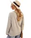 Modest / Simple Casual Beige Knitting Loose Coats & Jackets 2021 Scoop Neck Buttons Long Sleeve Women Tops