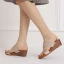 Chic / Beautiful Gold Street Wear Glitter Womens Sandals 2021 5 cm Wedges Open / Peep Toe Sandals