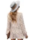 Mode Tomber Été Vêtements de vacances Blanche Floral Femme Hauts 2021 V-Cou Manches Longues Ample