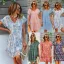 Comfortable Spring Summer Street Wear White Floral Women Dresses 2021 Loose V-Neck Short Sleeve