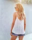 Sexy Spring Summer Street Wear White Lace Flower T-Shirts 2021 V-Neck Sleeveless Loose Women Tops