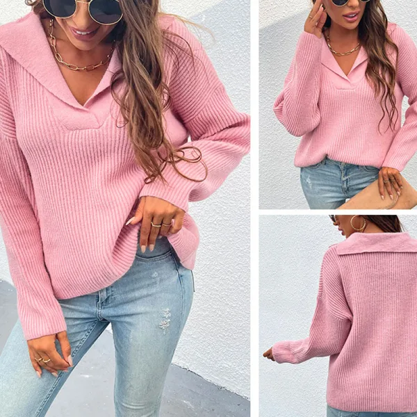 Désinvolte Tomber Hiver Beige Tricot Chandails 2021 V-Cou Manches Longues Ample Femme Hauts