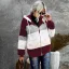 Fashion Fall Winter Street Wear Khaki Patchwork Plush Hooded Coats & Jackets 2021 Long Sleeve Women Tops