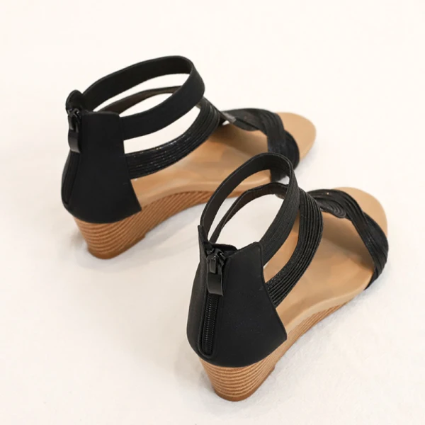 Roman Gold Street Wear Womens Sandals 2021 5 cm Wedges T-Strap Open / Peep Toe Sandals