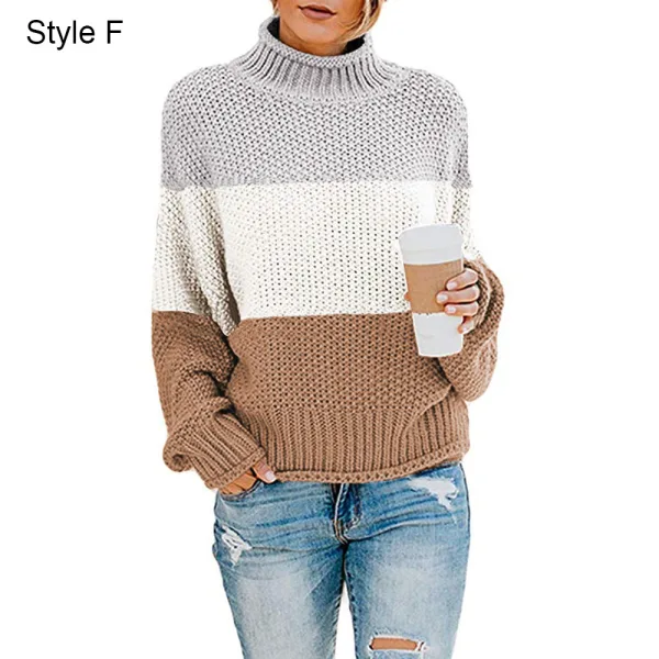 Comfortable Fall Winter Orange Casual Knitting Sweaters 2021 Cotton Loose High Neck Long Sleeve Women Tops