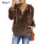 Fashion Fall Winter Street Wear Grey Plush Sweatshirts 2021 Loose V-Neck Long Sleeve Women Tops