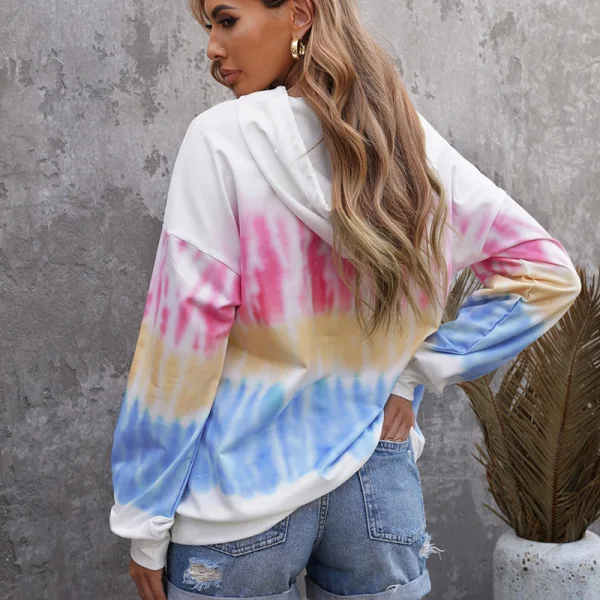 Fashion Tie-dye Fall Winter Multi-Colors Street Wear Sweatshirts 2021 Hooded Loose Long Sleeve Women's Tops