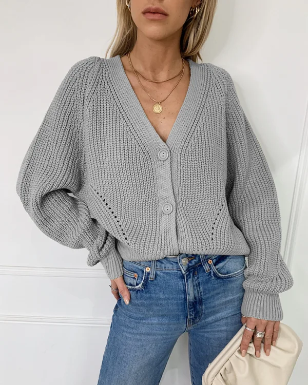 Confortable Tomber Hiver Désinvolte Blanche Tricot Chandails 2021 V-Cou Manches Longues Coton Ample Femme Hauts
