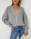 Confortable Tomber Hiver Désinvolte Blanche Tricot Chandails 2021 V-Cou Manches Longues Coton Ample Femme Hauts