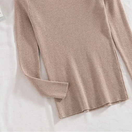 Sexy Sky Blue Fall Winter Street Wear Knitting Tight  Sweaters 2021 V-Neck Lapel  Long Sleeve Women Tops