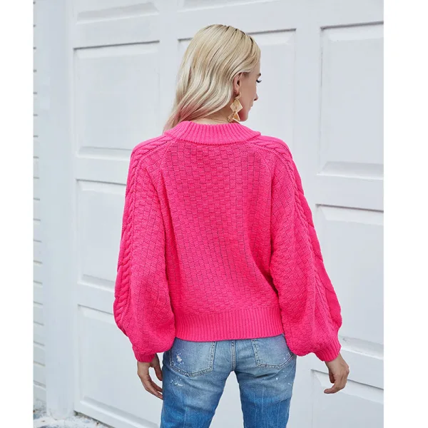 Herbst Winter Strassenmode Rosa Stiefel Pullover 2021 Lose Rundhalsausschnitt Lange Ärmel Damen Oberteile