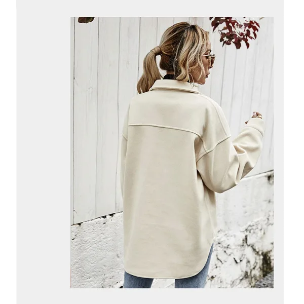 Mode Kaki Tomber Hiver Vêtement de rue Manteaux & Vestes 2021 Revers Manches Longues Ample Femme Hauts