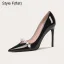 Mode Nude Abend Perle Pumps 2021 Leder 10 cm Stilettos Hochhackige Spitzschuh Pumps