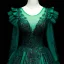 Vintage / Retro Dark Green Satin Prom Dresses 2021 Ball Gown Scoop Neck Beading Sequins Lace Flower Long Sleeve Backless Floor-Length / Long Formal Dresses