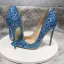 Sparkly Ocean Blue Sequins Cocktail Party Evening Party Pumps 2021 12 cm Stiletto Heels Pointed Toe Pumps High Heels