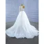 High End Glitzernden Weiß Brautkleider / Hochzeitskleider 2021 Meerjungfrau Perlenstickerei Stehkragen Perle Pailletten Lange Ärmel Rückenfreies Hof-Schleppe Hochzeit
