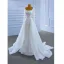 Scintillantes Haut de Gamme Blanche Perlage Perle Paillettes Robe De Mariée 2021 Trompette / Sirène U-Cou Manches Longues Dos Nu Longue Mariage