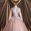 Chic / Belle Rougissant Rose Paillettes Robe De Bal 2021 Robe Boule Col Haut Manches Longues Dos Nu Ceinture Longue Robe De Ceremonie