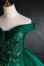 Elegant Dark Green Prom Dresses 2021 Ball Gown Off-The-Shoulder Beading Sequins Lace Flower Sleeveless Backless Floor-Length / Long Formal Dresses