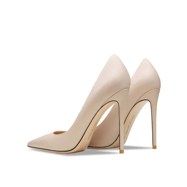 Modest / Simple Nude Office OL Leather Pumps 2021 10 cm Stiletto Heels Pointed Toe Pumps High Heels