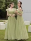 Simple Vert Cendré Robe Demoiselle D'honneur 2021 Princesse Paillettes Manches Courtes Dos Nu Longue Robe Demoiselle D'honneur
