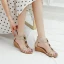 Roman Brown Street Wear Rivet Womens Sandals High Heels 2021 T-Strap 5 cm Wedges Open / Peep Toe Sandals
