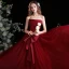 Chic / Belle Bordeaux Robe De Bal 2021 Princesse Bustier Noeud Sans Manches Longue Promo Robe De Ceremonie