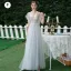 Charming Khaki Beading Sequins Backless Lace Flower Bridesmaid Dresses 2021 A-Line / Princess Short Sleeve Floor-Length / Long Bridesmaid Wedding Party Dresses