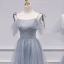 Schöne Himmelblau Perlenstickerei Pailletten Brautjungfernkleider 2021 A Linie Kurze Ärmel Rückenfreies Lange Kleider Für Hochzeit