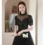 Charmant Noire Perlage Paillettes Robe De Bal 2021 Princesse Col Haut Manches Courtes Dos Nu Longue Robe De Ceremonie