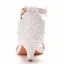 Charmant Blanche Chaussure De Mariée 2021 Perle En Dentelle Fleur Bride Cheville 5 cm Talons Aiguilles Peep Toes / Bout Ouvert Mariage Talons Hauts