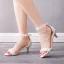Uroczy Białe Rhinestone Z Koronki Kwiat Buty Ślubne 2021 Z Paskiem 5 cm Szpilki Peep Toe Ślub Sandały Wysokie Obcasy
