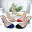 Sexy Transparent Ocean Blue Crystal Womens Sandals 2021 Street Wear Ankle Strap 10 cm Stiletto Heels Open / Peep Toe Womens Sandals High Heels