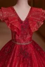 Chic / Beautiful Burgundy Glitter Sequins Prom Dresses Ball Gown 2022 V-Neck Rhinestone Short Sleeve Backless Floor-Length / Long Formal Dresses