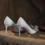 Charmig Silver Rhinestone Rosett Paljetter Brudskor 2022 Läder 10 cm Stilettklackar Spetsiga Bröllop Pumps Högklackade