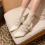 Vintage / Retro White Casual Leather Pumps 2022 6 cm Thick Heels Round Toe Pumps High Heels