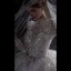 Luxury / Gorgeous Ivory Beading Pearl Sequins Cascading Ruffles Wedding Dresses 2022 Ball Gown Scoop Neck Long Sleeve Backless Royal Train