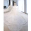 High-end White Cascading Ruffles Beading Pearl Rhinestone Sequins Wedding Dresses 2022 Ball Gown Scoop Neck Long Sleeve Backless Royal Train Wedding