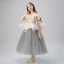 Elegant Champagne Sequins Cascading Ruffles Flower Girl Dresses 2022 Ball Gown Scoop Neck Short Sleeve Floor-Length / Long Birthday Flower Girl Dresses