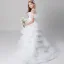 Fashion White Butterfly Appliques Rhinestone Cascading Ruffles Birthday Flower Girl Dresses 2022 Ball Gown High Neck Short Sleeve Floor-Length / Long Flower Girl Dresses