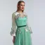Flower Fairy Sage Green Prom Dresses 2022 A-Line / Princess Scoop Neck Lace Flower Long Sleeve Floor-Length / Long Formal Dresses
