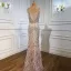Haut de Gamme Bordeaux Perlage Faux Diamant Gland Robe De Soirée 2022 Trompette / Sirène Col v profond Sans Manches Dos Nu Longue Robe De Ceremonie
