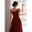 Chic / Beautiful Burgundy Suede Velour Evening Dresses 2022 A-Line / Princess High Neck Beading Pearl Rhinestone Short Sleeve Floor-Length / Long Evening Party Formal Dresses