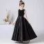 Chic / Beautiful Black Sequins Satin Birthday Flower Girl Dresses 2022 A-Line / Princess Scoop Neck Sleeveless Sash Floor-Length / Long Flower Girl Dresses