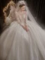High-end White Beading Pearl Lace Flower Wedding Dresses 2022 Ball Gown High Neck Long Sleeve Backless Floor-Length / Long Wedding