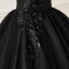 Élégant Noire Glitter Robe De Bal 2022 Robe Boule De l'épaule Faux Diamant Paillettes En Dentelle Fleur Manches Courtes Dos Nu Longue Robe De Bal