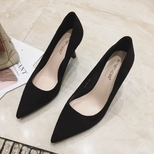 Modest / Simple Pool Blue Suede Office OL Pumps 2022 8 cm Stiletto Heels Pointed Toe Pumps High Heels