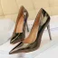 Unusual Black Metal Patent Leather Cocktail Party Pumps 2022 10 cm Stiletto Heels Pointed Toe Pumps High Heels