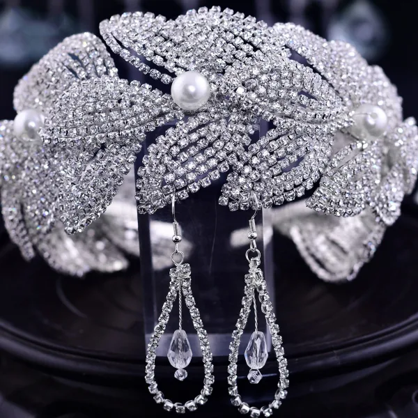 Sjarmerende Gull Perle Rhinestone Legering Har Tilbehor 2022 Bryllup Tilbehør Hodepynt Hårbøyle